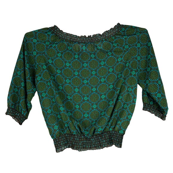 White Stag Women's Floral 100% Polyester Blouse Size XL Green - Picture 4 of 7